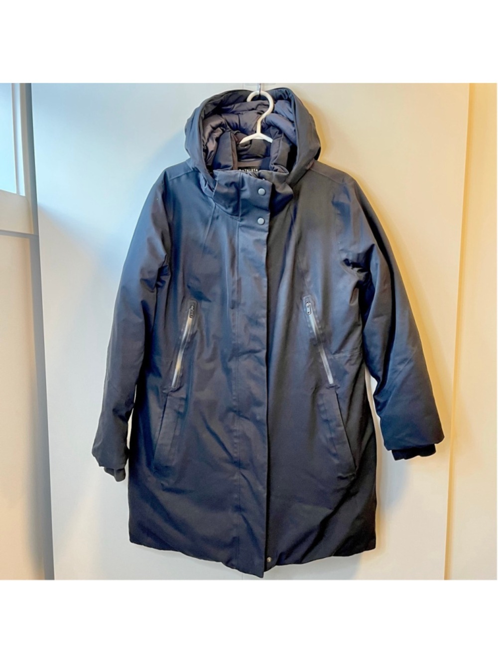 Athleta Outbound Parka II Black Down Hooded Long Winter Coat Midi Women’s XL - Picture 4 of 16